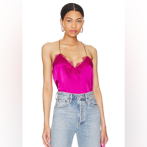 CAMI NYC Racer Charmeuse Cami in Magneta sz L 175$ - Picture 3 of 7